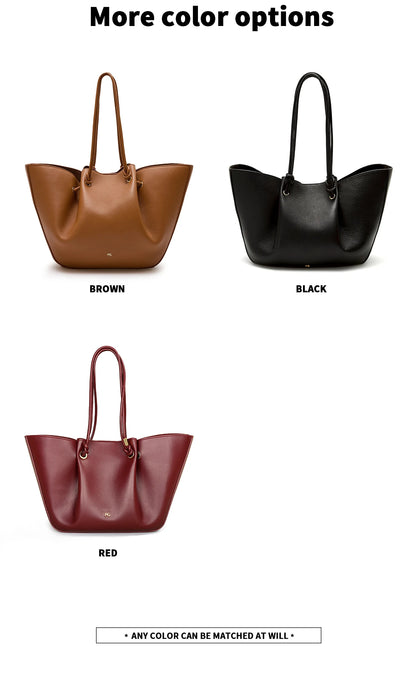 PG Women Pebbled Leather Tote Bag Large Capacity Fashion Shoulder Top Handle Handbag Elegant Daily Work