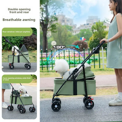 2026 New Lightweight Foldable Pet Stroller Teddy Cat Dog Handcart Outdoor Travel Cart for Small Pets