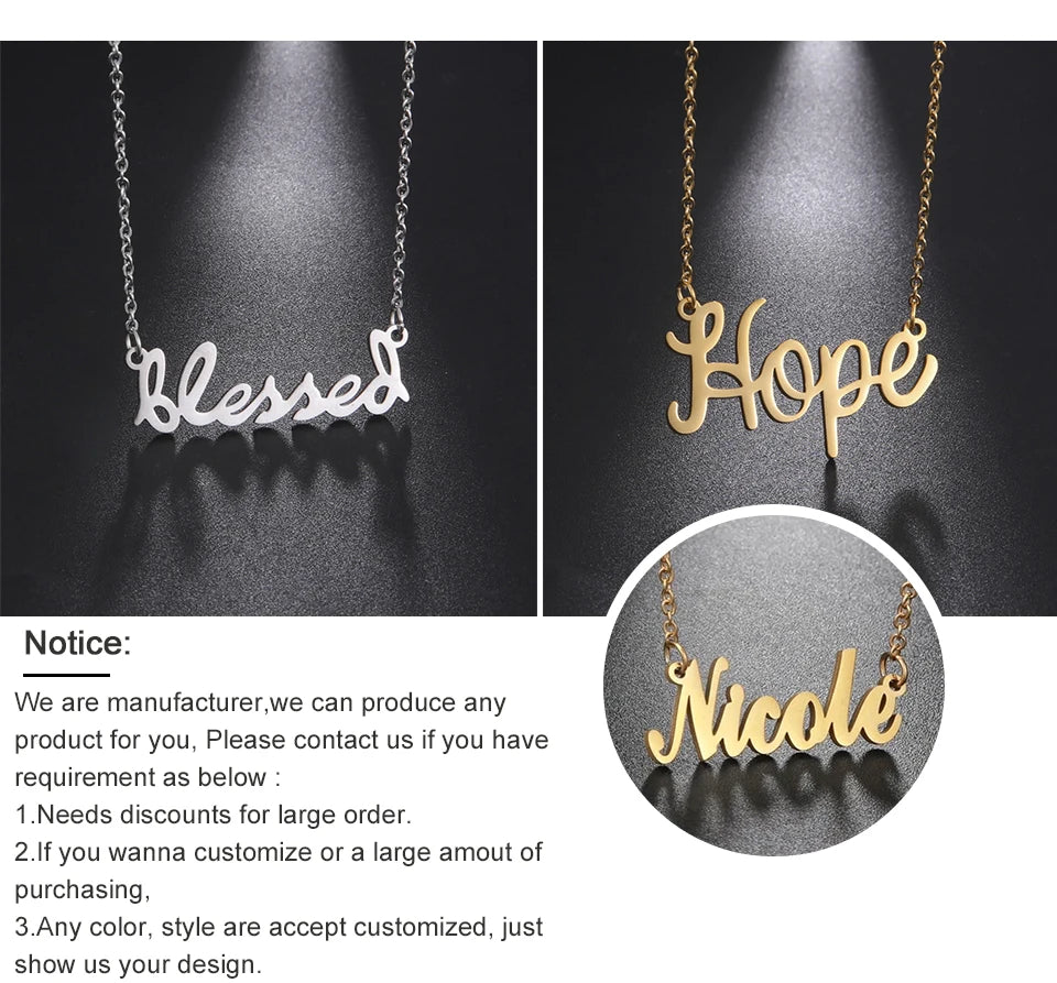 Custom Name Necklace for Women Men Stainless Steel Customized Personalized Arabic Name Choker Chain Jewelry Valentine's Day Gift