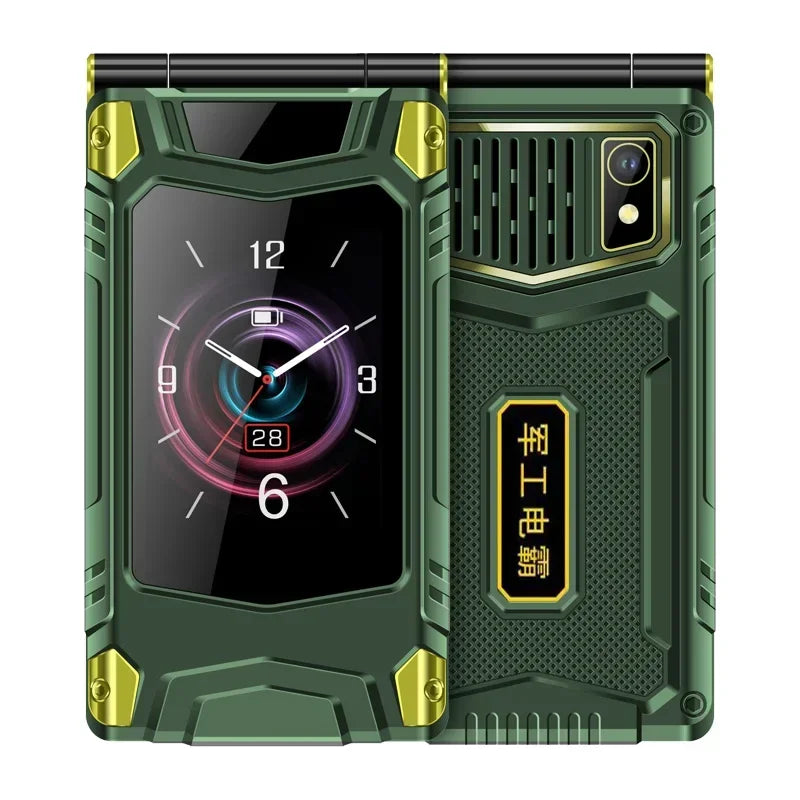 YeeMI M7+ 4G Rugged Feature Phone Big Button Full Band Flip Phone Dual SIM Dual Screen Cellphone For Old Man 6800mAh Big Battery