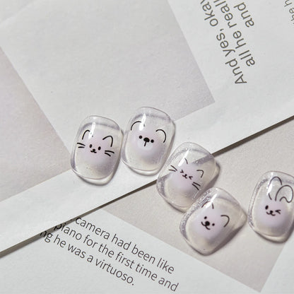 Cute Animal Face 5D Nail Art Stickers Cartoon Cat Bunny Dog Mouse Kawaii Expressions Simple Self Adhesive Manicure Decal DIY