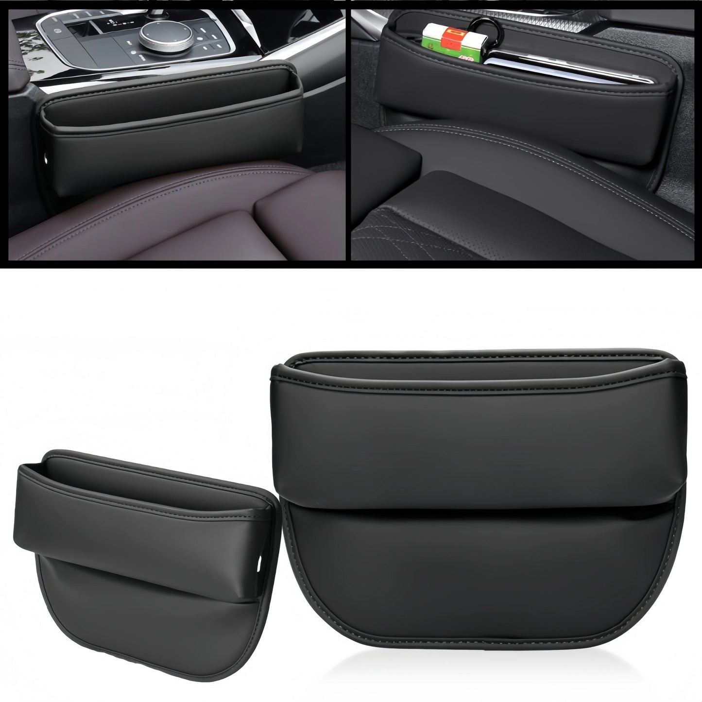 Universal Car Seat Gap Organizer PU Leather Console Side Pocket Auto Crevice Filler Storage Box Interior Accessory