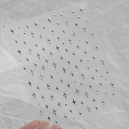 1 piece  5D silver nail stickers metal mini star nail art stickers high quality exquisite decals self-adhesive nail art stickers