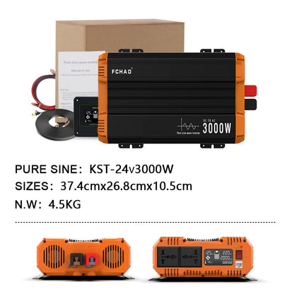 Current Converter for car FCHAO 3000W/3500W 48V V V V/230V 50Hz to pure slinusoidal wave with LCD and remote control screen for camper