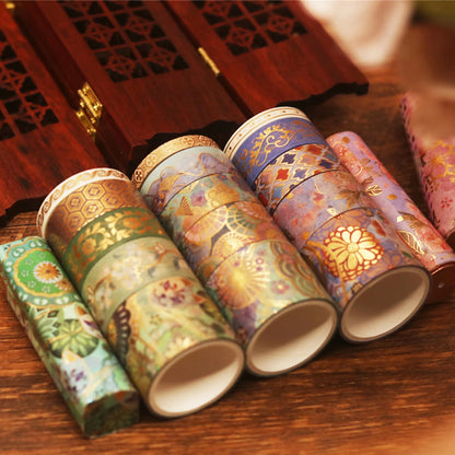 15 Rolls of Floral Foil Stamping and Washi Tape Set – Decorative Masking Tape for DIY Gifts, Scrapbooking, Photo Frames