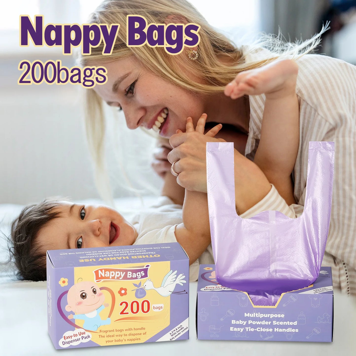 Portable Nappy Bags Disposable Scented Leak-proof Odor Removing Garbage Bag for Feminine Products Diaper Disposal Pet Waste Bags