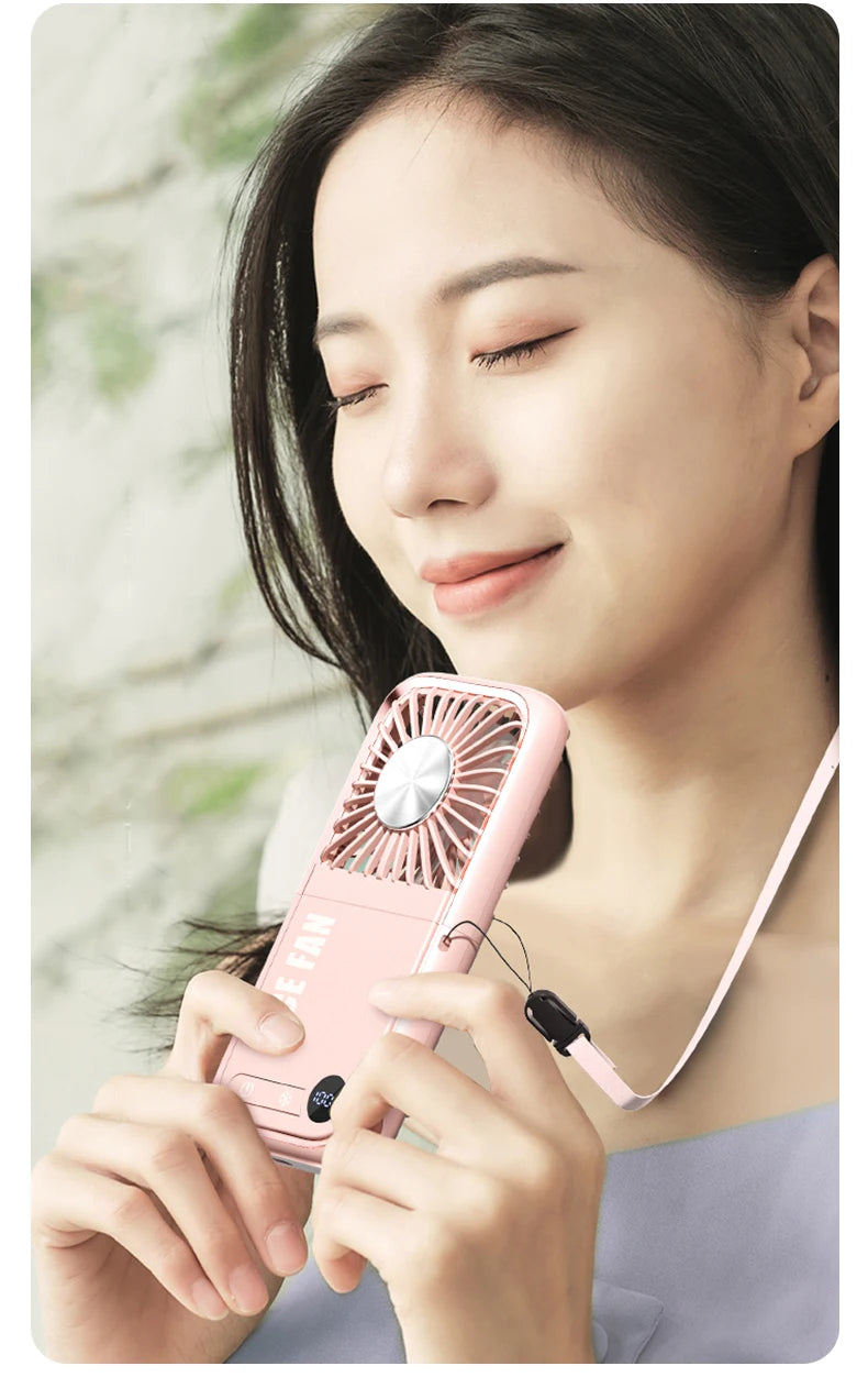 Multifunction Foldable Hand Fan USB Charging Mini Portable Hanging Neck Air Cooling Fan Semiconductor Refrigeration Small Fan