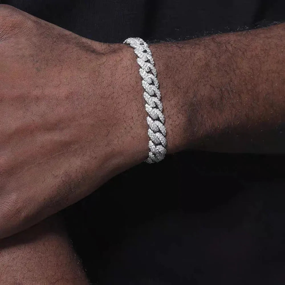 ESKEEM 2/3/4/6Row Full Diamond Bubble Cuban Bracelet 10/13/18/20/22MM CZ Stone Iced Out Hip Hop Jewelry Cuban Bracelet Women Men