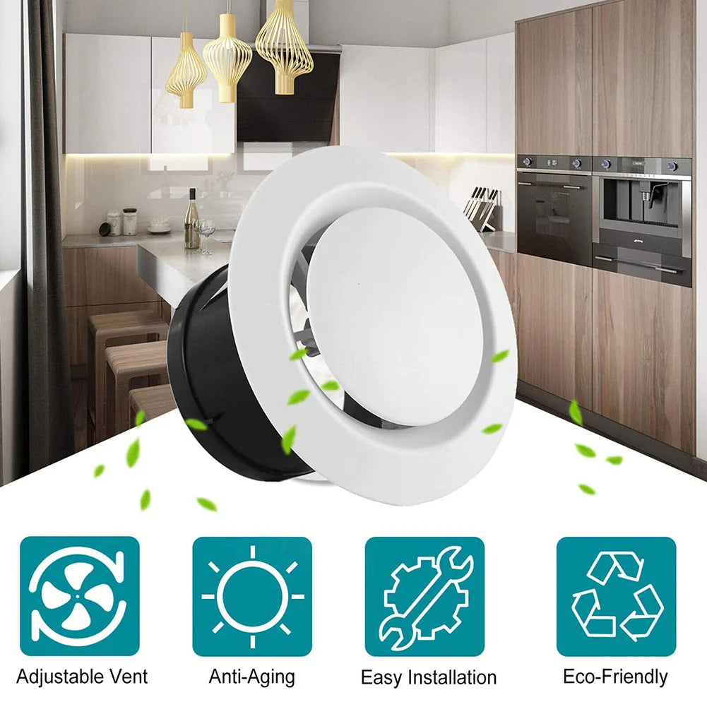 Exhaust Hood ABS Air Vent Extract Valve Grille Round Diffuser Ducting Ventilation Cover Air Volume Cooling Vent 75mm 100mm 125mm