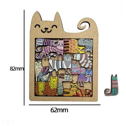 Cute Wooden Cat-Shaped Fun High-Difficulty Puzzle Toy Kids Early Education Thinking Training Creative Portable Birthday Gift