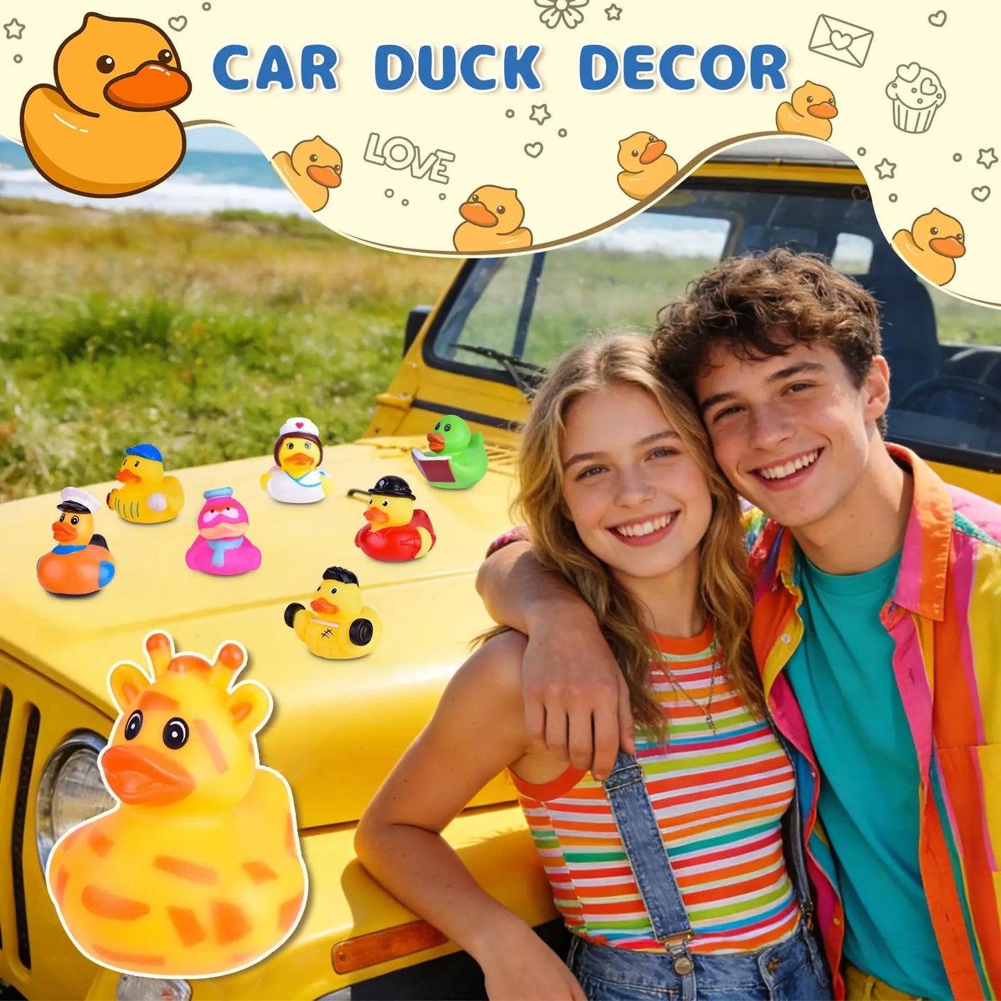 10/20/40/80PCS Rubber Ducks in Bulk Assortment Car Ducks for Ducking, Small Rubber Duckies for Toddler Baby Bath Toys Floater