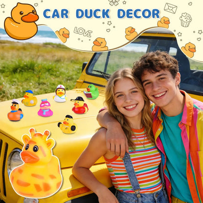 10/20/40/80PCS Rubber Ducks in Bulk Assortment Car Ducks for Ducking, Small Rubber Duckies for Toddler Baby Bath Toys Floater