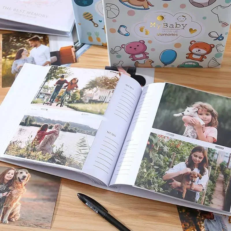 Baby Photo Album Growth Record Photo 6-inch Collection Writable 200pcs Photos Album Large Capacity Paper Core Bag Souvenir Album