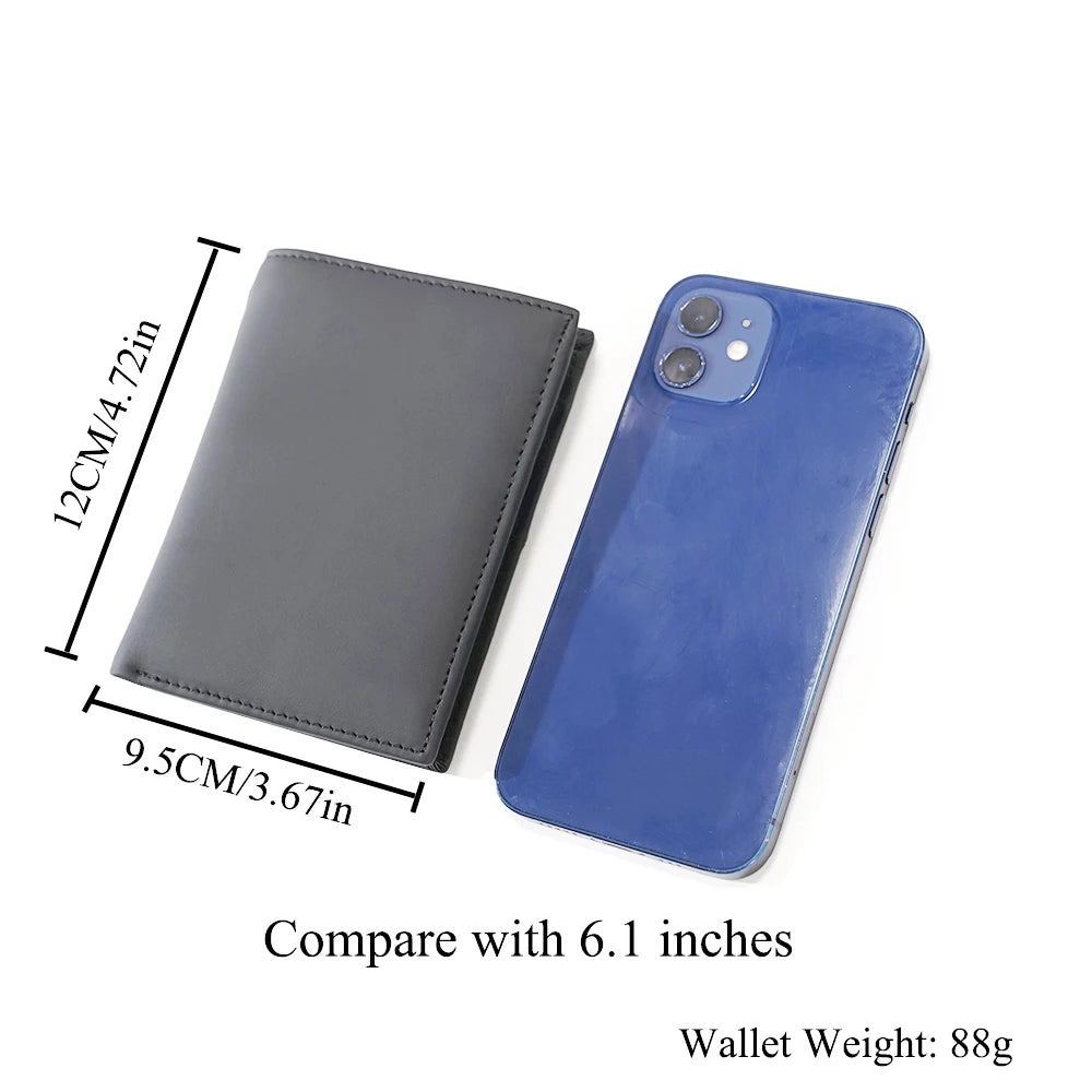Men Wallet Genuine Leather Wallets for Men Zipper Purse Vertical Business Wallets RFID Anti-Theft Credit Card Holder Money Bag