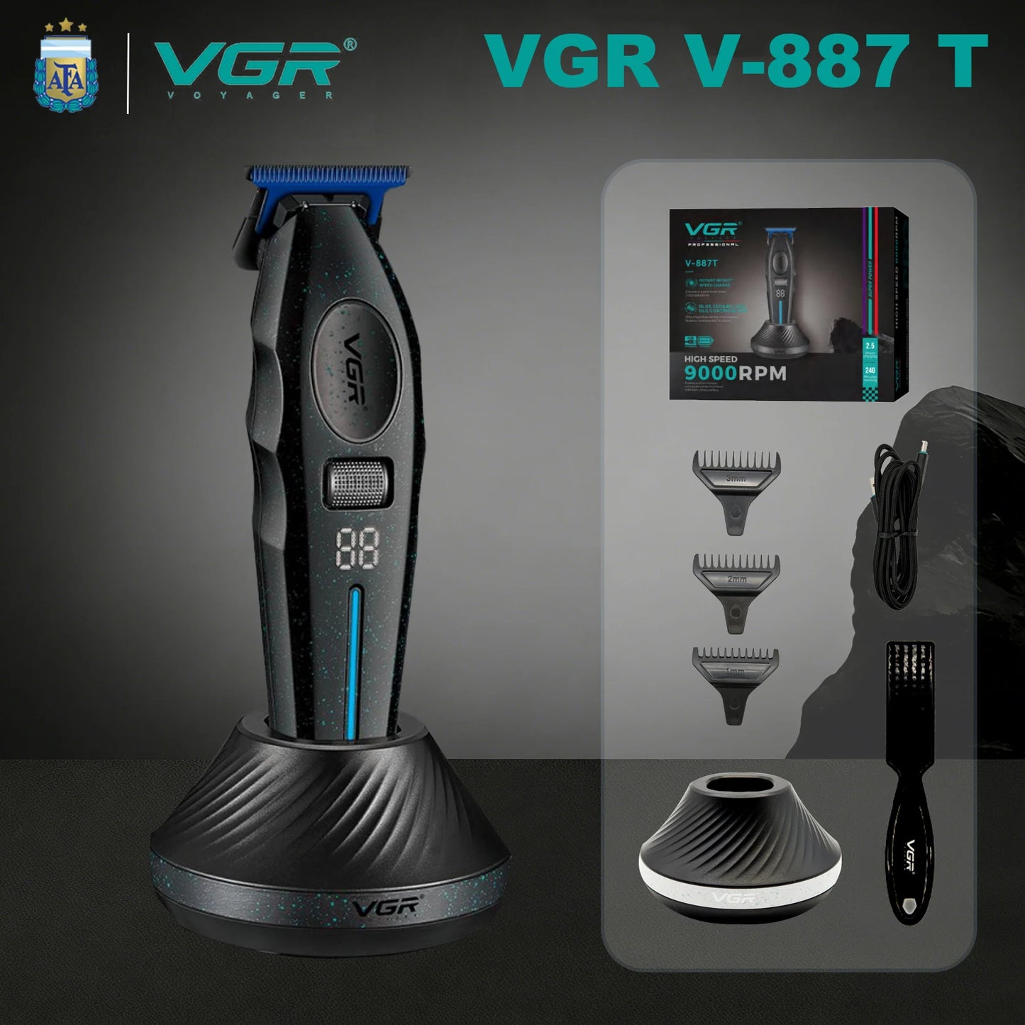 VGR Hair Trimmers Professional Haircut Machine 9000 RPM Hair Clippers Electric Trimmers Rechargeable Hair Trimmer for Men V-887