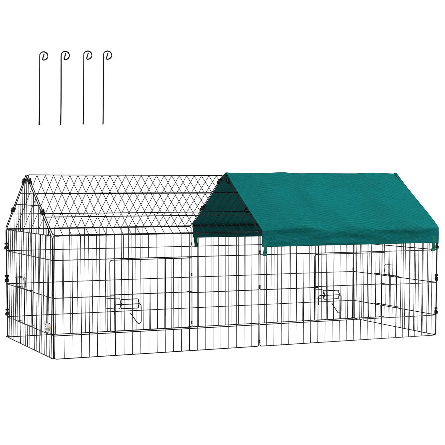 Steel Cage for Small Animals with Doors and Top Cover, for Rabbits, Chinchillas, Chickens, 185X75X75 Cm, Green