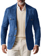 1970s Men's Suede Blazer Retro Slim Fit Two Buttons Multi Pocket High Quality Jacket Fashion Casual Sport Coat For Daily Wear