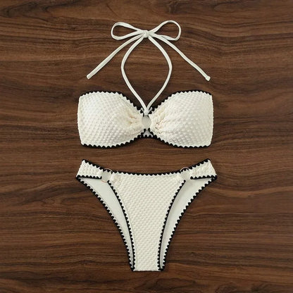 Sexy Bikini Set Shell Edge Hanging Neck Strap Trendy Cross Border Divide System Band Chinese Brand Women's Swimwear