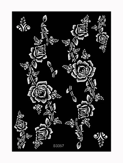 Flower Tattoo Stencil Reusable Henna Template for Hand and Body Henna Tattoo Design for Wedding Festival Party Tattoo Tools