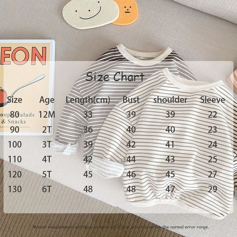1-6Y Spring Autumn Stripe Kids Hoodie Classcial O-Neck Girls Boys Bottoming Hoodie Sweatshirts Long Sleeve Children T-shirts