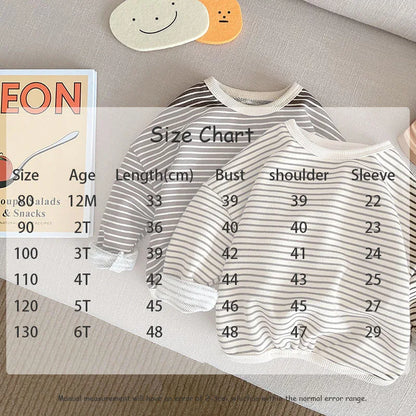 1-6Y Spring Autumn Stripe Kids Hoodie Classcial O-Neck Girls Boys Bottoming Hoodie Sweatshirts Long Sleeve Children T-shirts