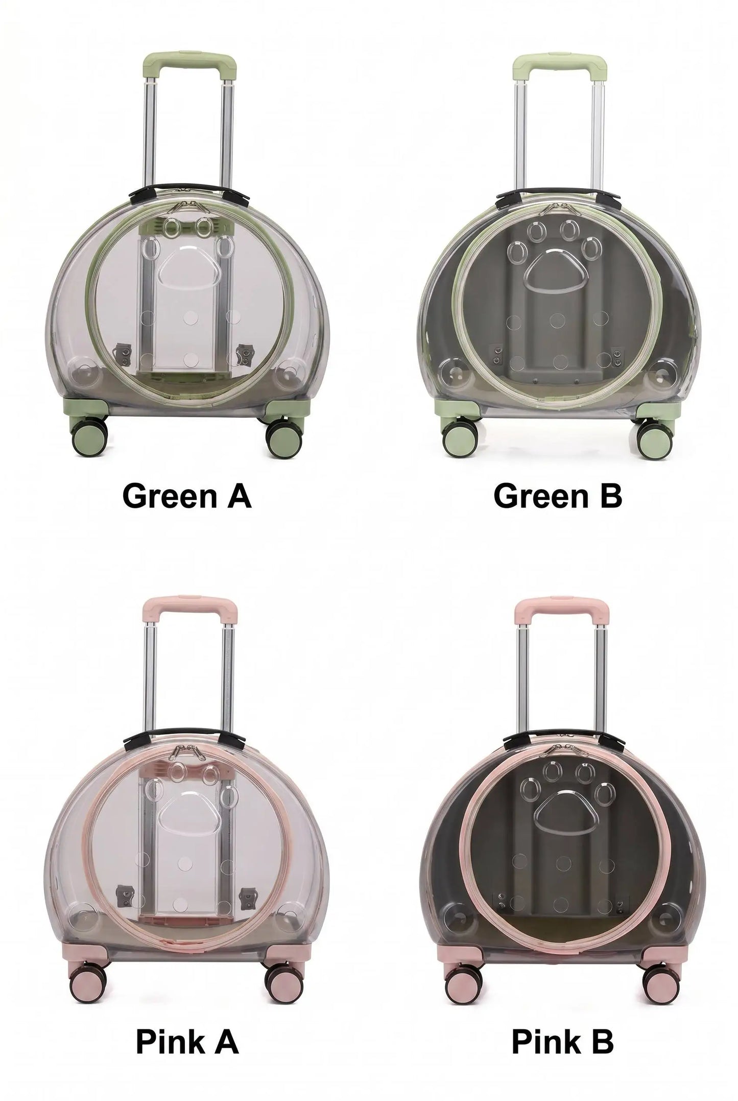 2-in-1 Fashion Portable Transparent Space Capsule Pet Carrier Backpack Rolling Travel Trolley Box Detachable Telescopic Handle