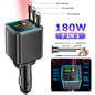 5 In 1 Car Charger 66W Max with Retractable Cable PD30W+2.4A Voltage Display Super Fast Charging 22.5W for iPhone & Android