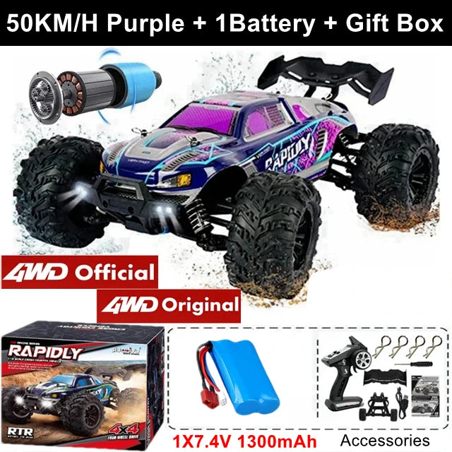 4WD 1:16 80KM/H Super Brushless 50KM/H Brushed RC Car 4x4 Off Road Remote Control High Speed Drift Racing Truck Buggy Toy Gift