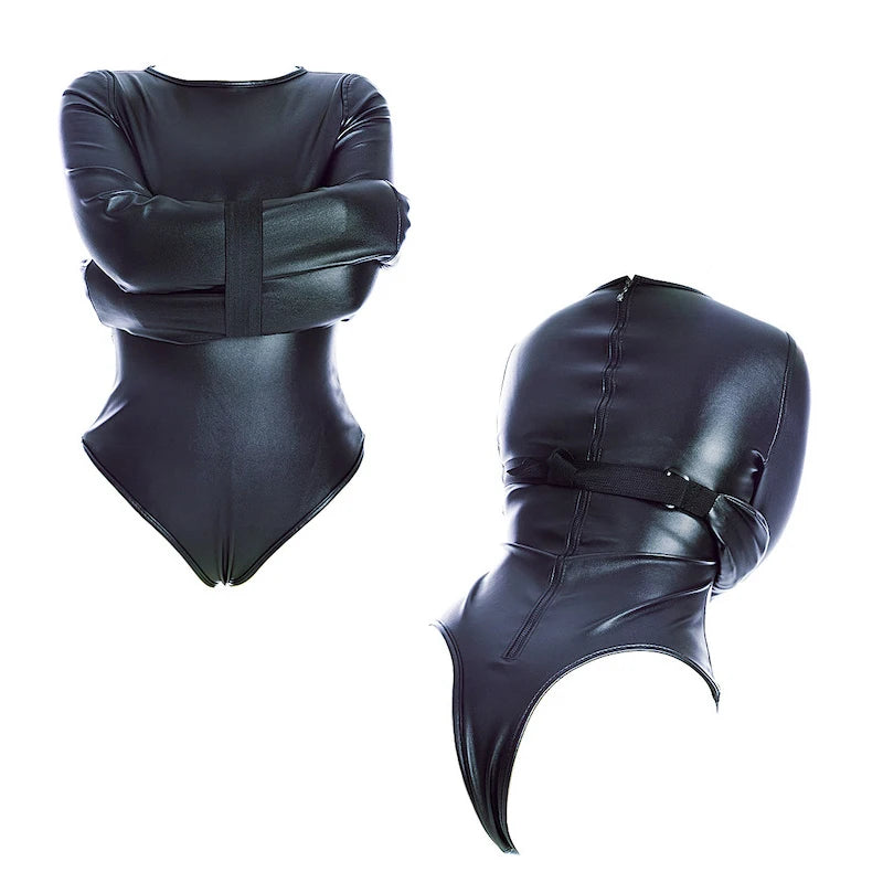 BDSM Leather Arm Binder Restraint Bodysuit Sexy Lingerie Fetish Bondage Straitjacket Slave Cosplay Binding Belts Couple Sex Toys