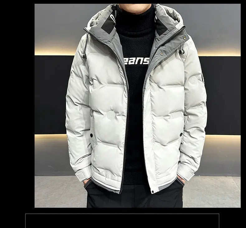 Hip Hop Men's Lightweight Hooded Down Jackets Winter Fashion Windbreaker Thick Warm Coats Outdoor Sport White Duck Down Jacket