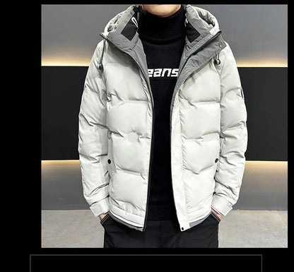 Hip Hop Men's Lightweight Hooded Down Jackets Winter Fashion Windbreaker Thick Warm Coats Outdoor Sport White Duck Down Jacket