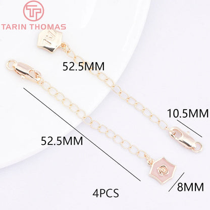 (3564) Full Length 85MM 24K Gold Color Plated Brass Extender Chain with Lobster Clasps High Quality Jewelry Accessories