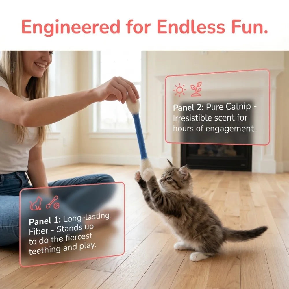 6Pcs Oversized Cotton Swab Cat Toy Anti-Boredom Durable Kitten Chew Toy Soft Texture Lightweight Cat Teething Chew Toy