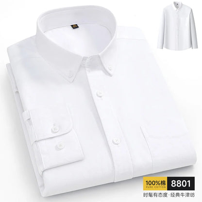 The new 10XL and 11XL oversized Oxford fabric men's shirt is 100% pure cotton, fashionable, casual and business without ironing