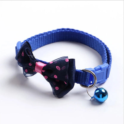 Fashionable bow dog and cat collar soft and comfortable pet accessory set with bell universal collar for cats and dogs