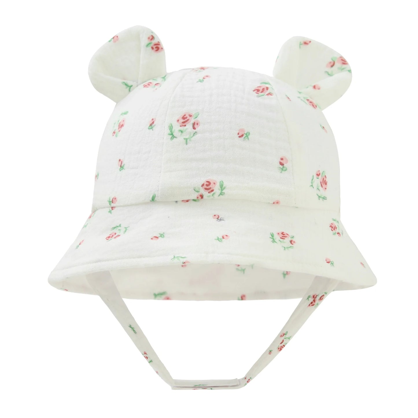 Baby Cotton Sun Hat New Children Outdoor Rabbit Ear Beach Caps Boy Girl Print Panama Hat Unisex Beach Bucket Hat For 3-12 Months