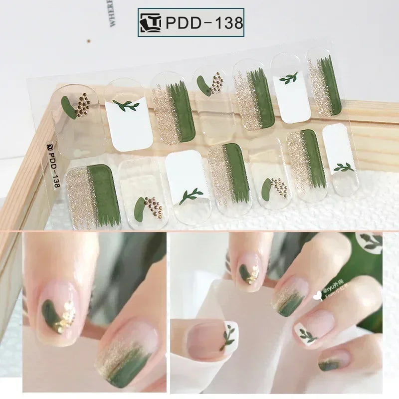 1PC Gel Nail Sticker Patch Slider Flower Gradient Color Back Glue Full Cover Waterproof Gel Nail Sticker UV Lamp Curing Manicur
