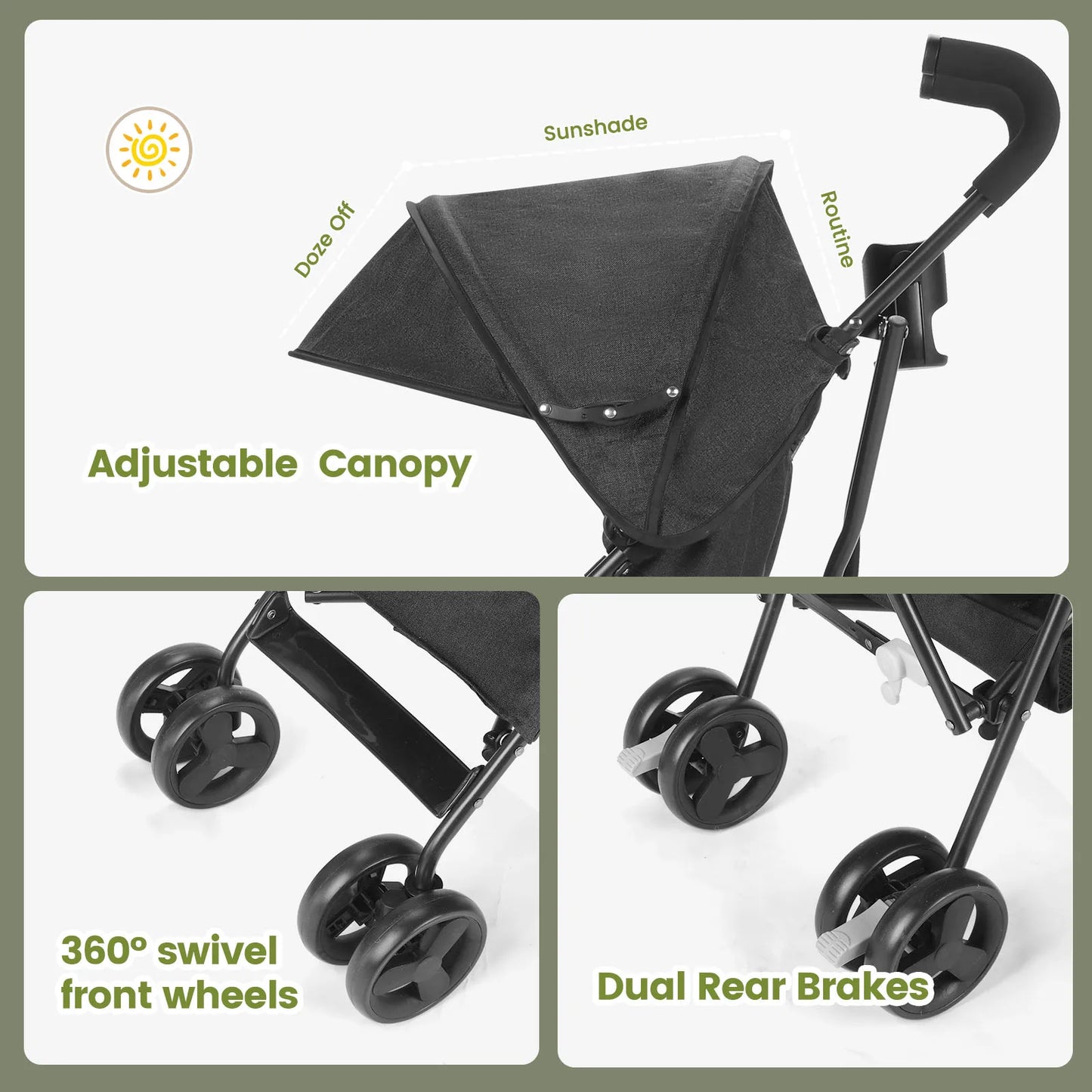 Wedyvko Baby Stroller Travel Stroller Lightweight, Portable Design Folding Children's Baby Stroller