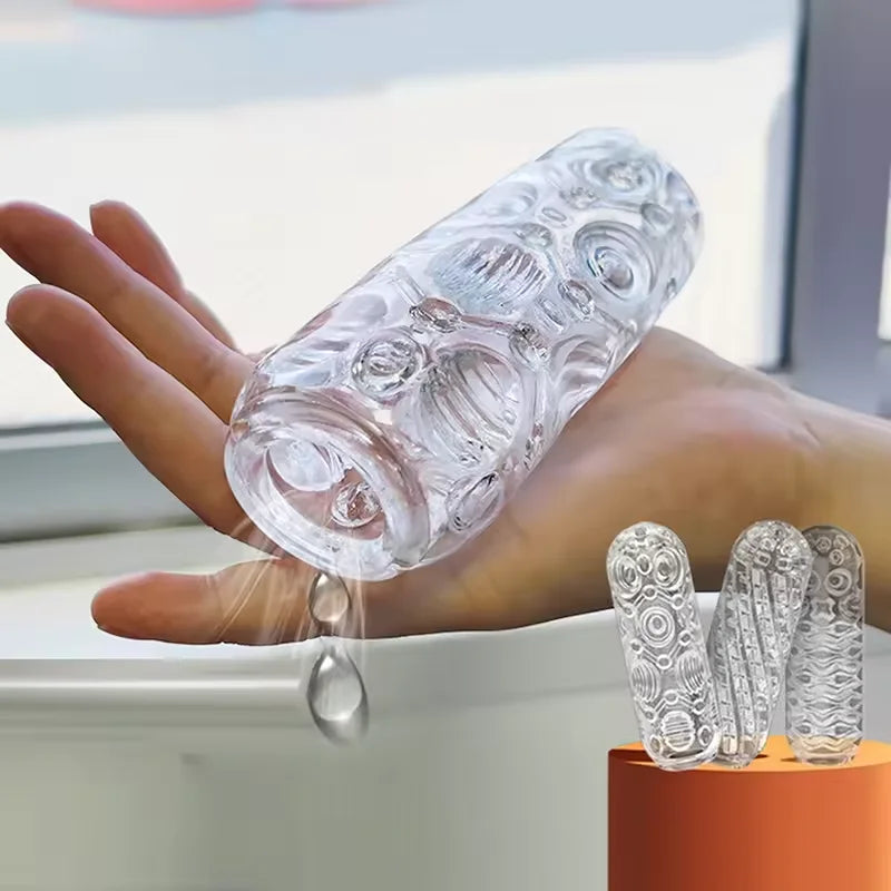 Masturbation Cup For Men Simulated Soft Vagina Transparent Adult Endurance Exercise Adult Vacuum Aircraft Pocket Cup Male SexToy