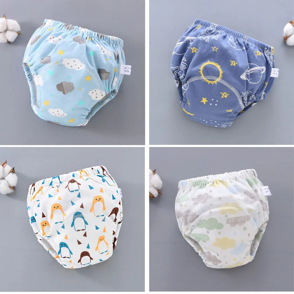 Baby Reusable Potty Training Pants Toddler Cotton Ecological Cloth Diaper Panties Waterproof Washable Nappies Boy Girl Underwear