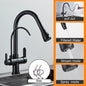 Matte Black Pure Water Kitchen Faucet Dual Handle Hot and Cold Drinking Water Pull Out  Kitchen Mixer Taps