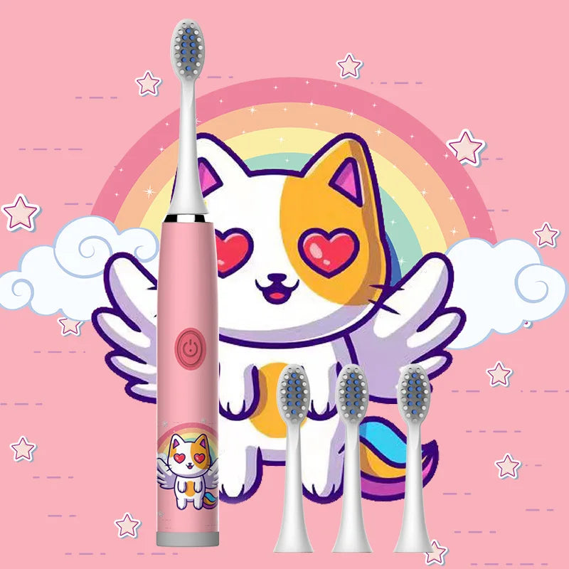Kids Sonic Electric Toothbrush Rechargeable Smart Timer Colorful Cartoon Teeth Whitening Portable USB Charging  Tooth Brush