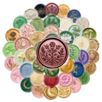 10/30/60pcs Retro Transparency Wax Seal Stamp Stickers Funny Diary Laptop Phone Case Journal Decoration Graffiti Sticker Decal