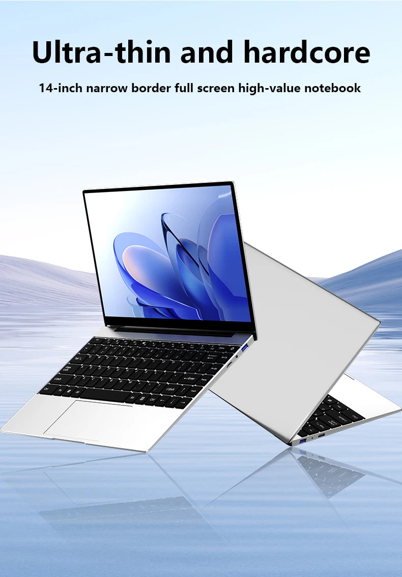 LENO 14.1"Laptop  Windows 11 16GB RAM 2TB SSD Intel N3700 Ultra Slim Notebook Gamer 1920*1080  Display Office Study Computer PC