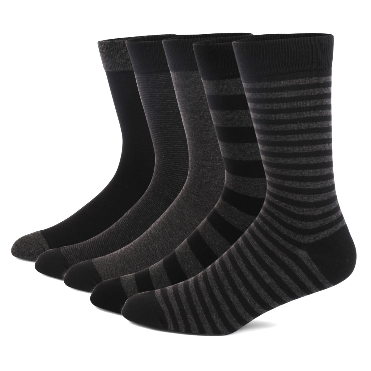 5 Pairs Mens Dress Socks Plus Large Size，High Quality Combed Cotton Crew Socks，Black Cool Argyle Breathable Casual Socks for Men