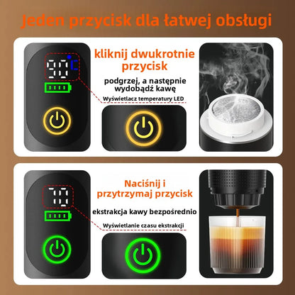 DENOKIN Portable Espresso Coffee Machine With Digital Display 3-in-1 Capsule Coffee Maker for Car & Home Camping Coffee Maker