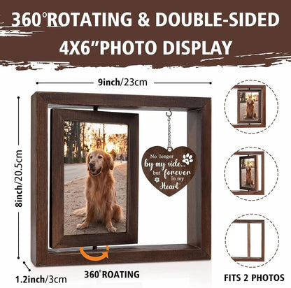 Rotatable 4x6 Photo Wooden Frame Pet Memorial Dog Cat Gift Customizable Picture Frame