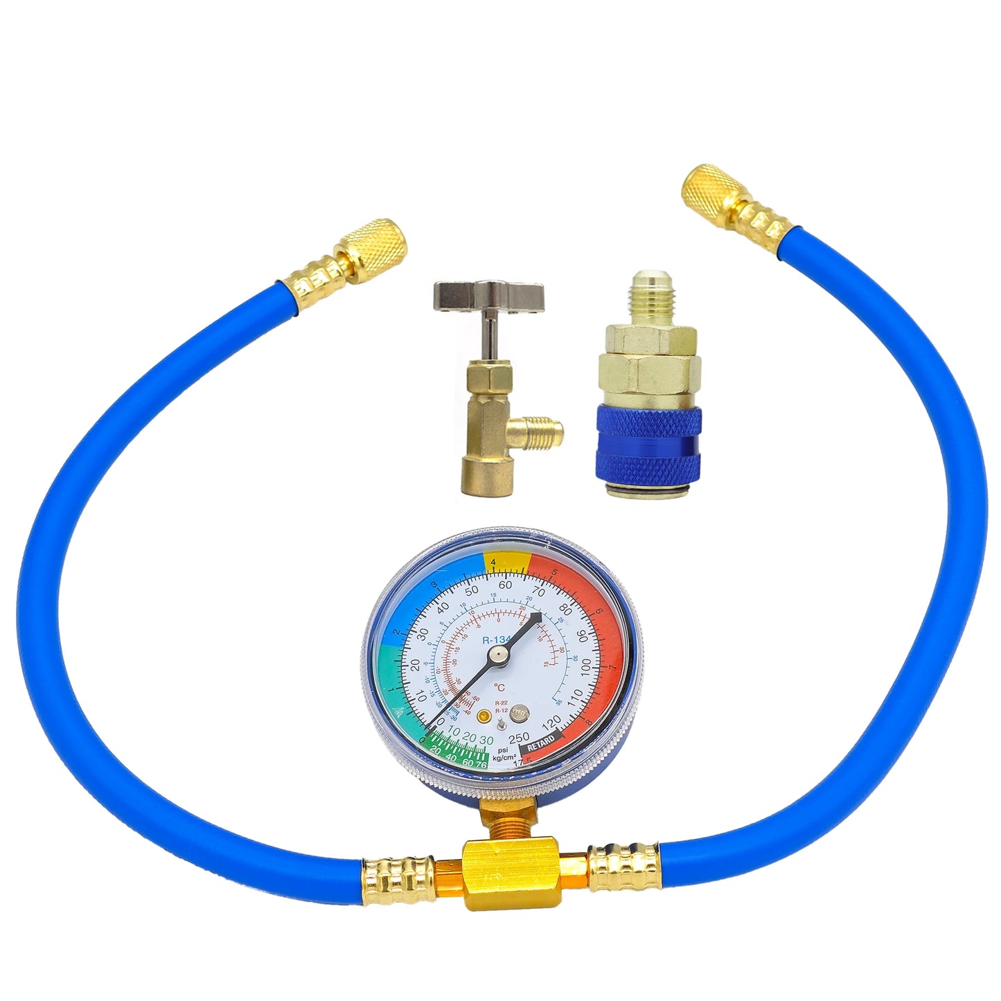 Refrigerant Charging Hose R134A with Gauge Automotive AC Refill Kit Compatible Gas Pressure Measuring Tool for Car Air Repair