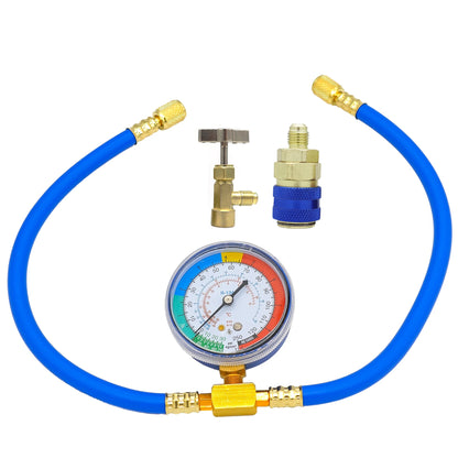 Refrigerant Charging Hose R134A with Gauge Automotive AC Refill Kit Compatible Gas Pressure Measuring Tool for Car Air Repair