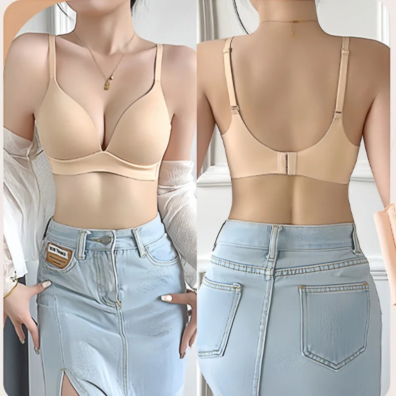 3Pcs/Set Seamless Bras For Women Non-wire Push-Up Bra Glossy Deep V Underwear Fixed 3/4 Cup Comfort Daily Wear Lingerie S-XXL